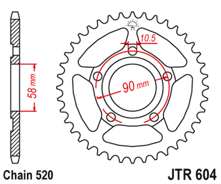 CORONA JT 604 de acero con 38 dientes